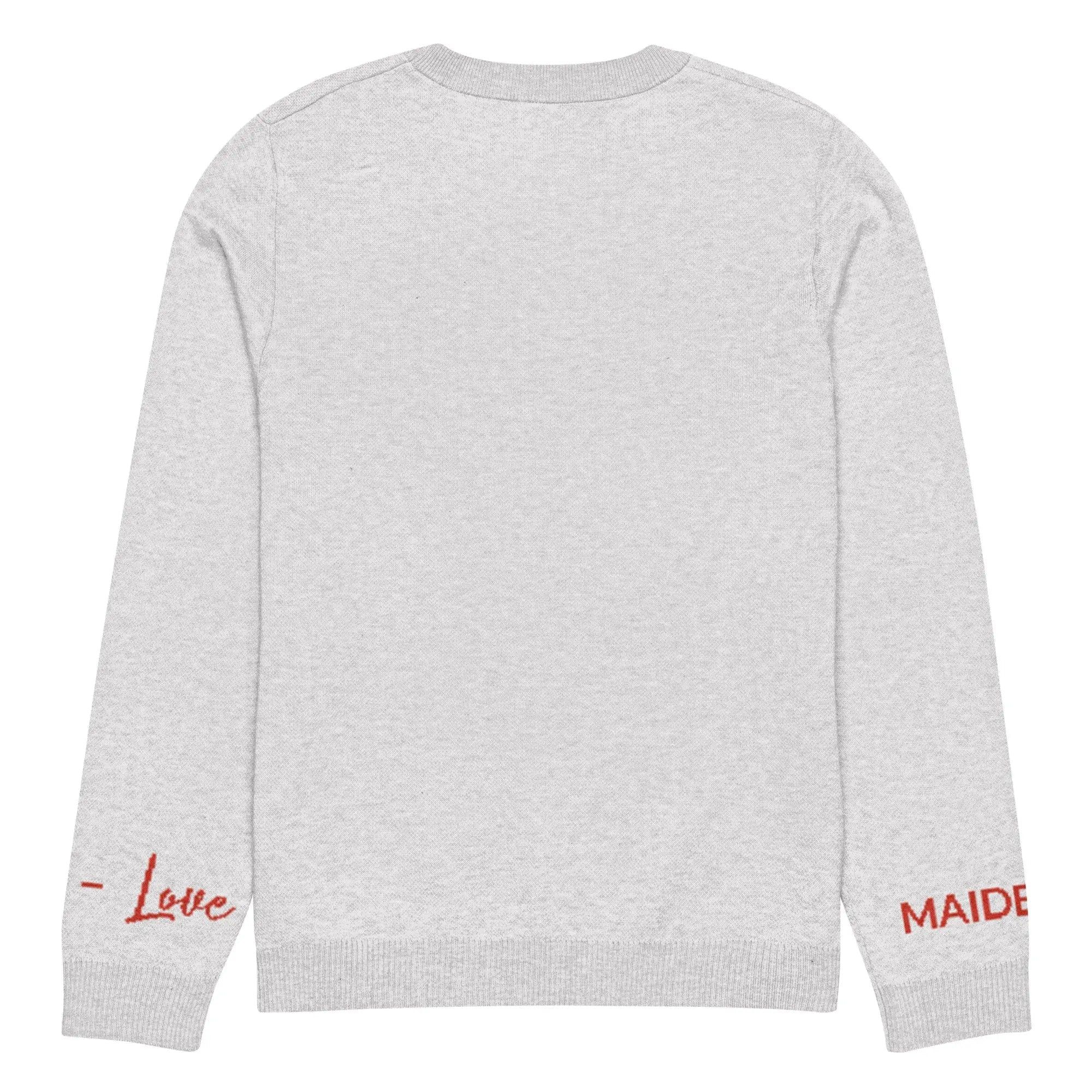 image-Heart Knitted Crew Neck Sweater - Bleach White Cotton Blend