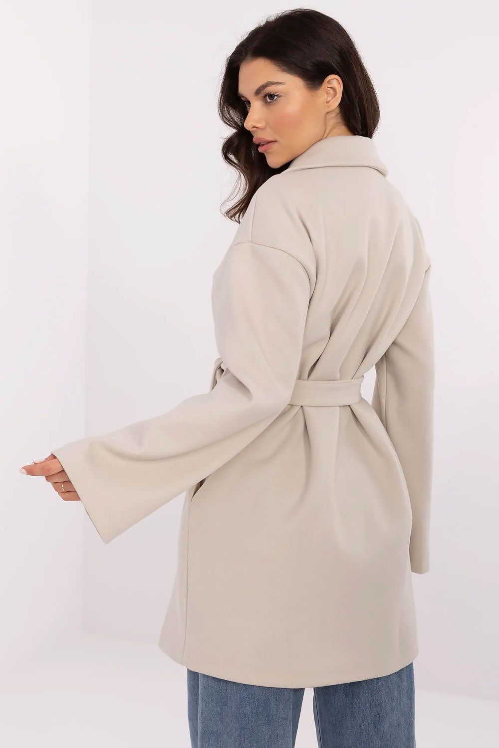 image-Elegant Women's Transitional Coat with Belt