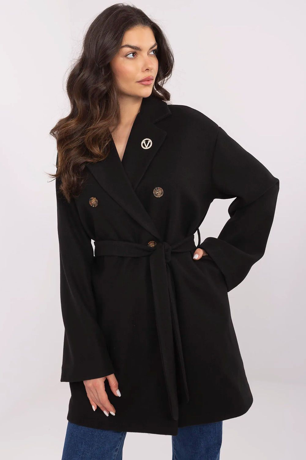 image-Elegant Women's Transitional Coat with Belt