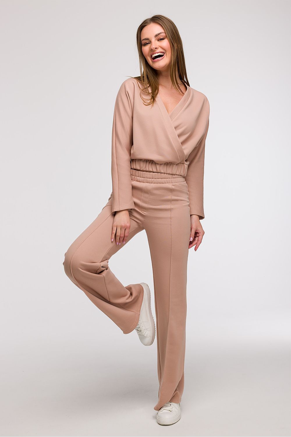 image-BeWear Women's Wrap Blouse V-Neck Cotton Blend