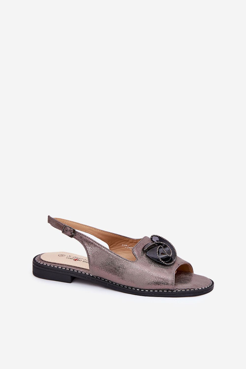 image-S.Barski Women's Eco Leather Sandals with Buckle Strap 