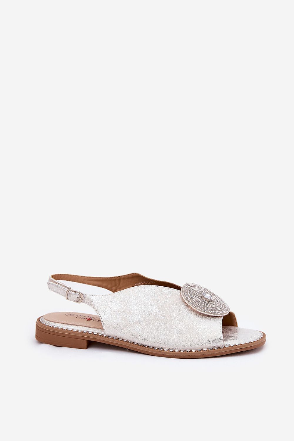 image-S.Barski Women's Eco Leather Sandals Flat Heel Buckle