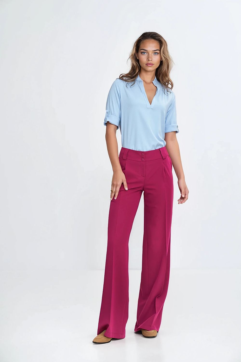 image-Nife Viscose Blouse V-Neck Regular Fit 