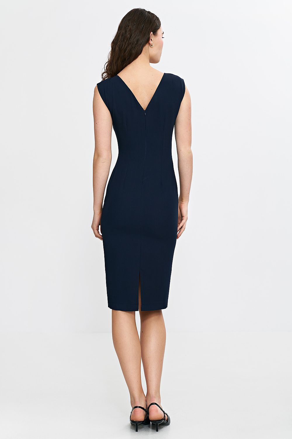 image-Nife Sleeveless Fitted Knee-Length Dress