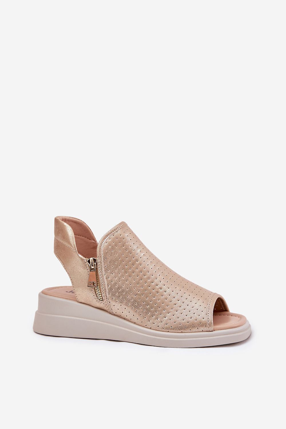 image-Jezzi Women's Eco Leather Wedge Sandals with Zipper