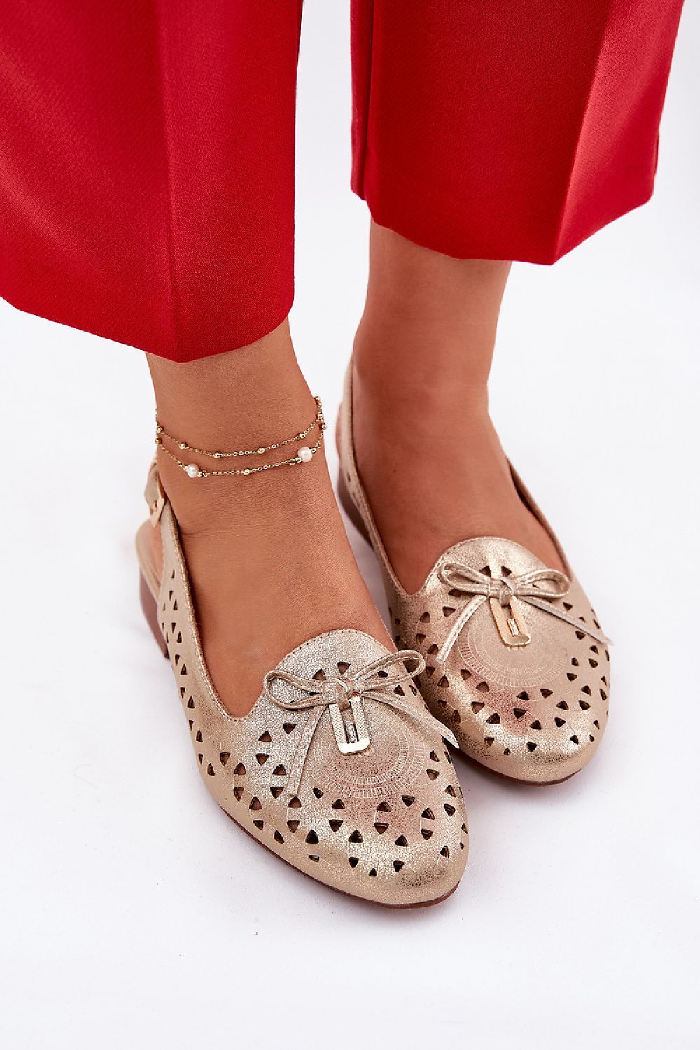 image-Jezzi Women's Ballet Flats Eco Suede with Bow 