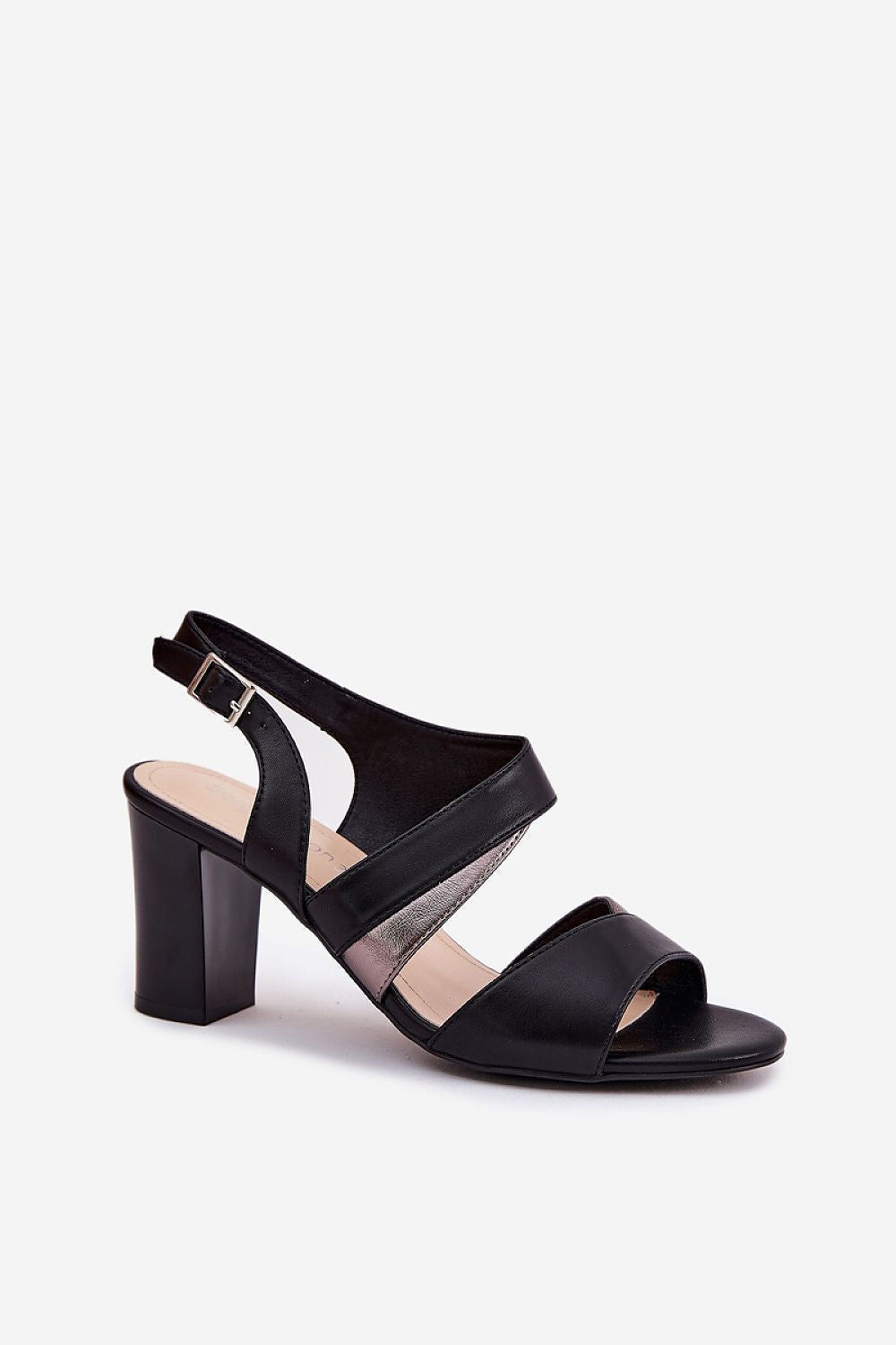 image-Women's Eco Leather Heel Sandals with Buckle Strap