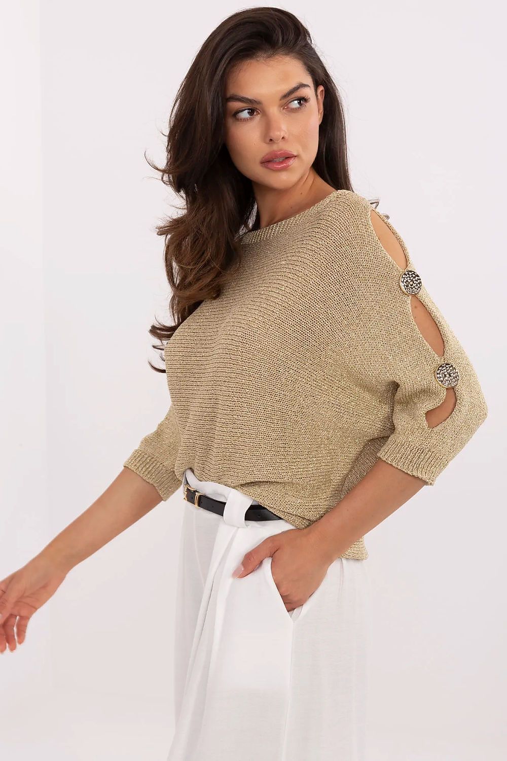 image-Jumper Italy Moda Women's Openwork Viscose Sweater