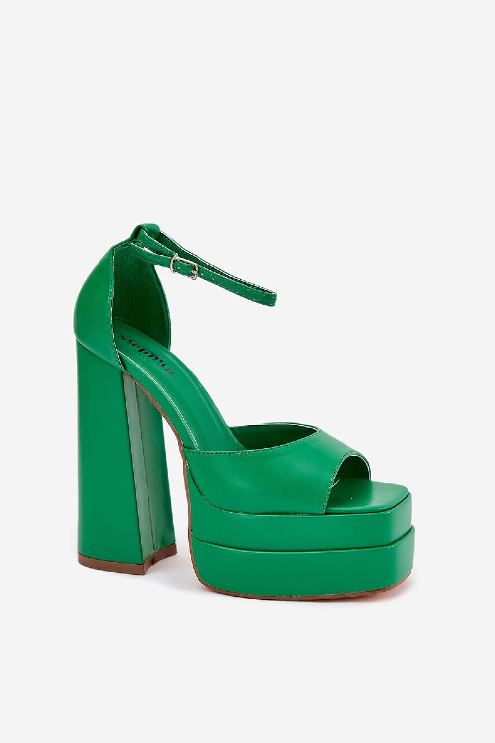 image-Women's Eco Leather Block Heel Sandals with Buckle Strap