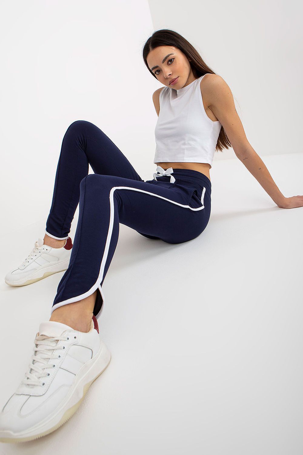 image-Rue Paris High-Waisted Sweatpants with Side Stripes 