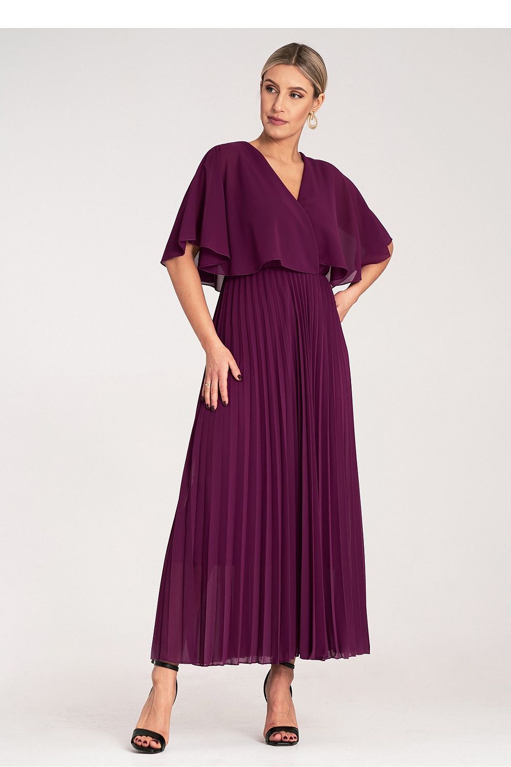 image-Figl Cocktail Maxi Dress with Cape Sleeves