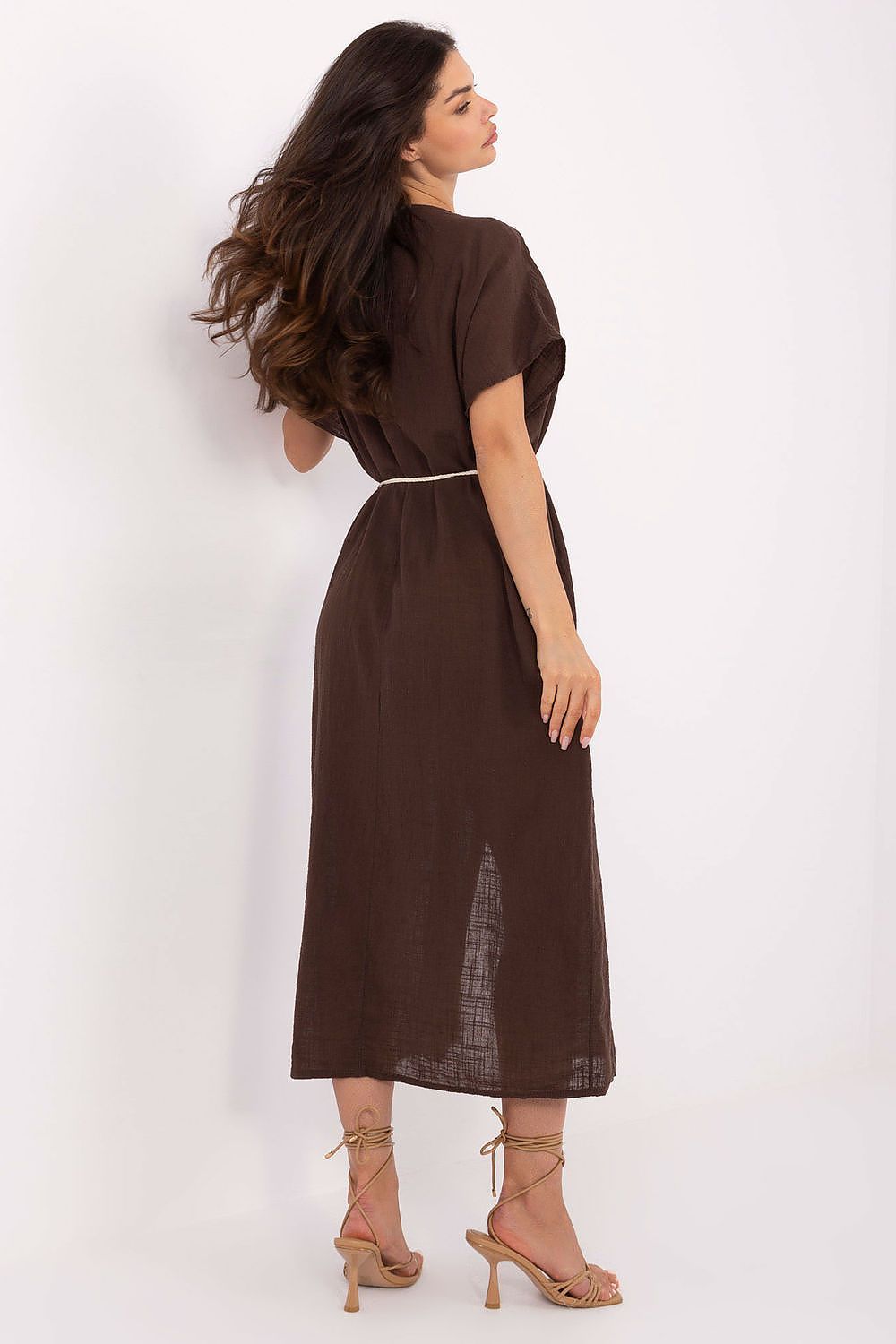 image-Boho Cotton Shirt Dress Midi V-Neck