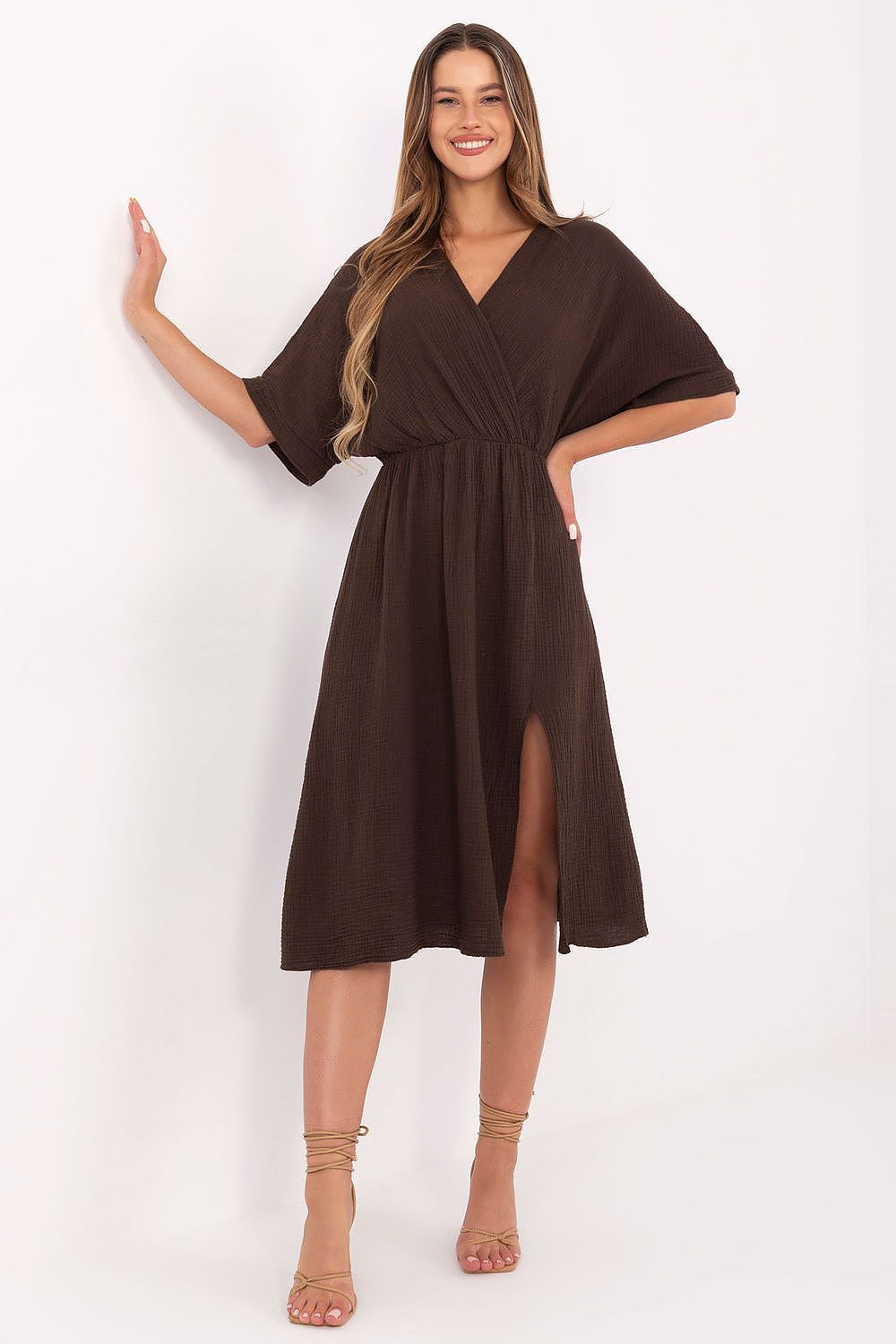 image-Daydress Italy Moda Cotton Midi Wrap Dress