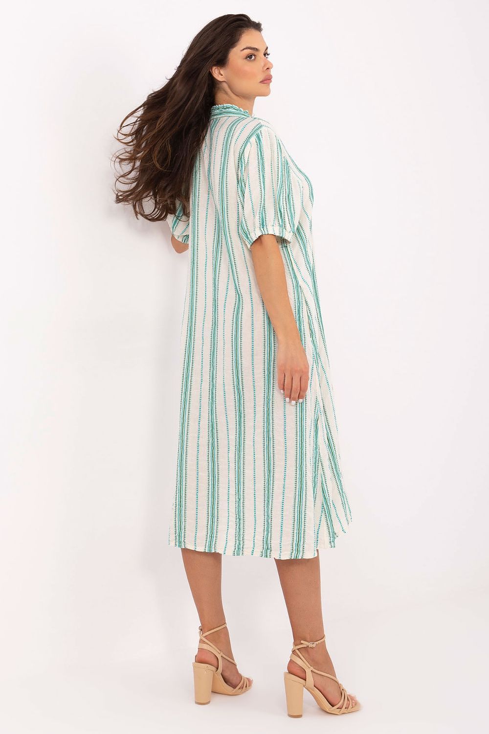 image-Boho Midi Dress With Stripes And Embroidery