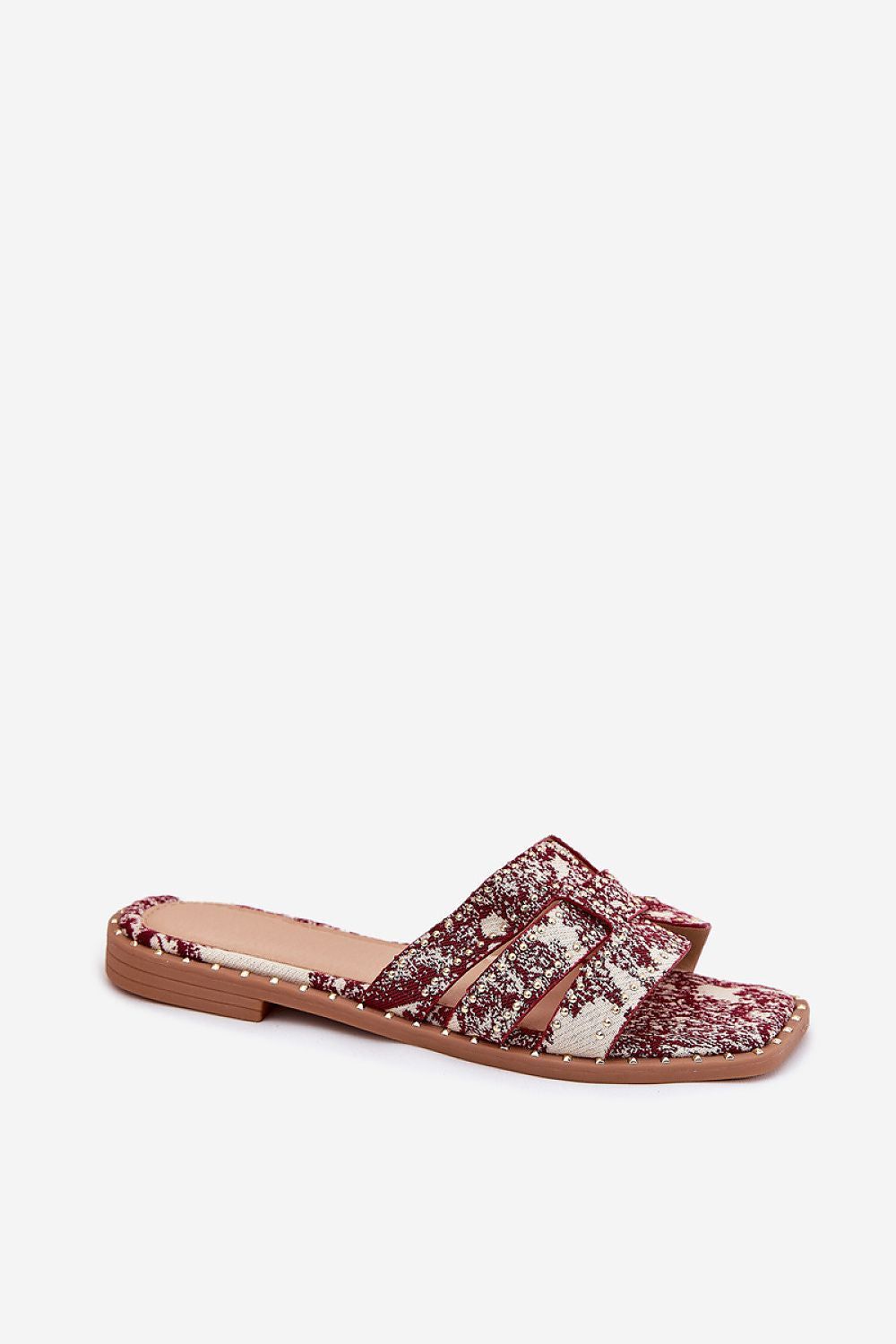 image-Decorated Women's Textile Slippers with Flat Heel