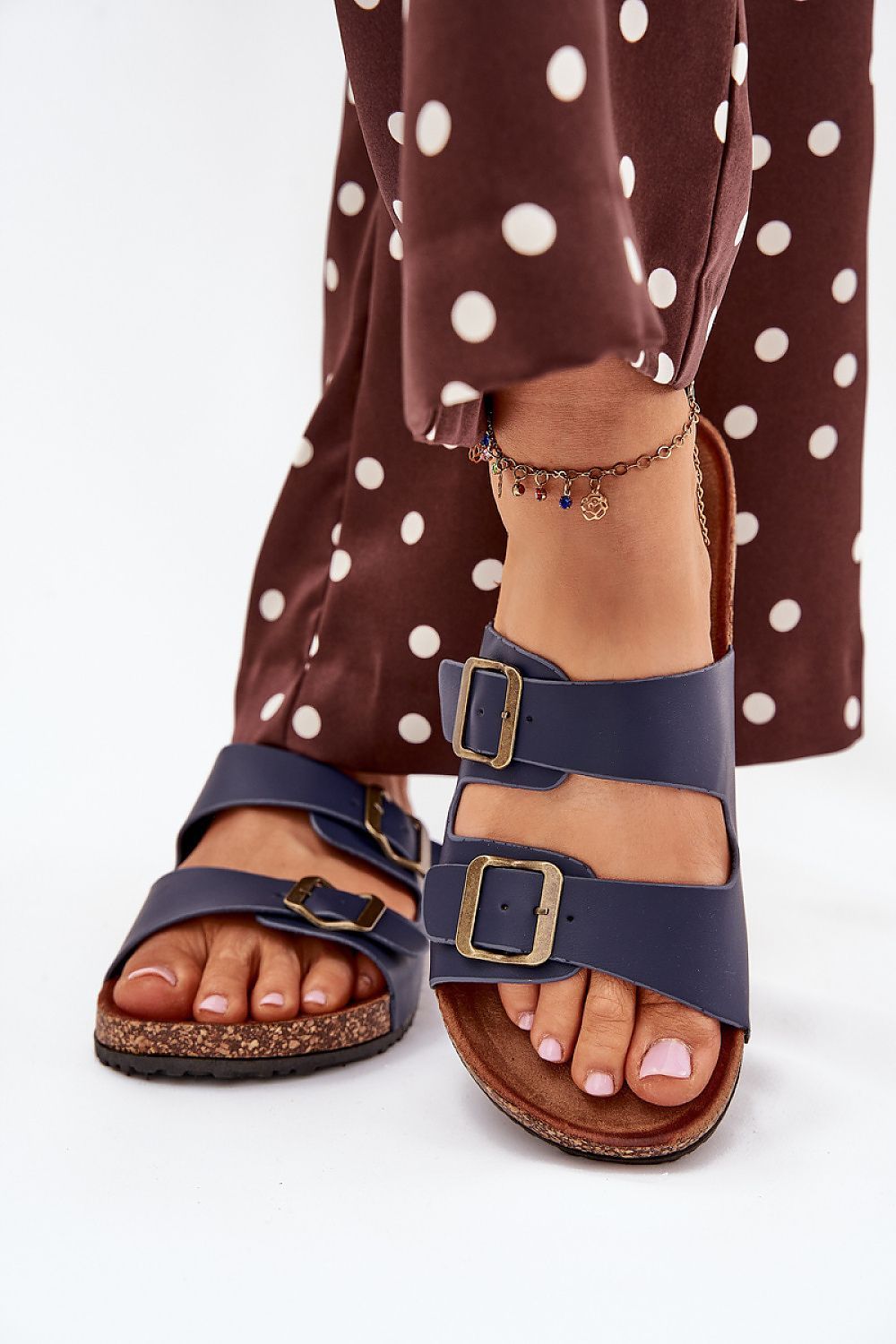 image-Women's Cork Platform Sandals with Adjustable Buckles