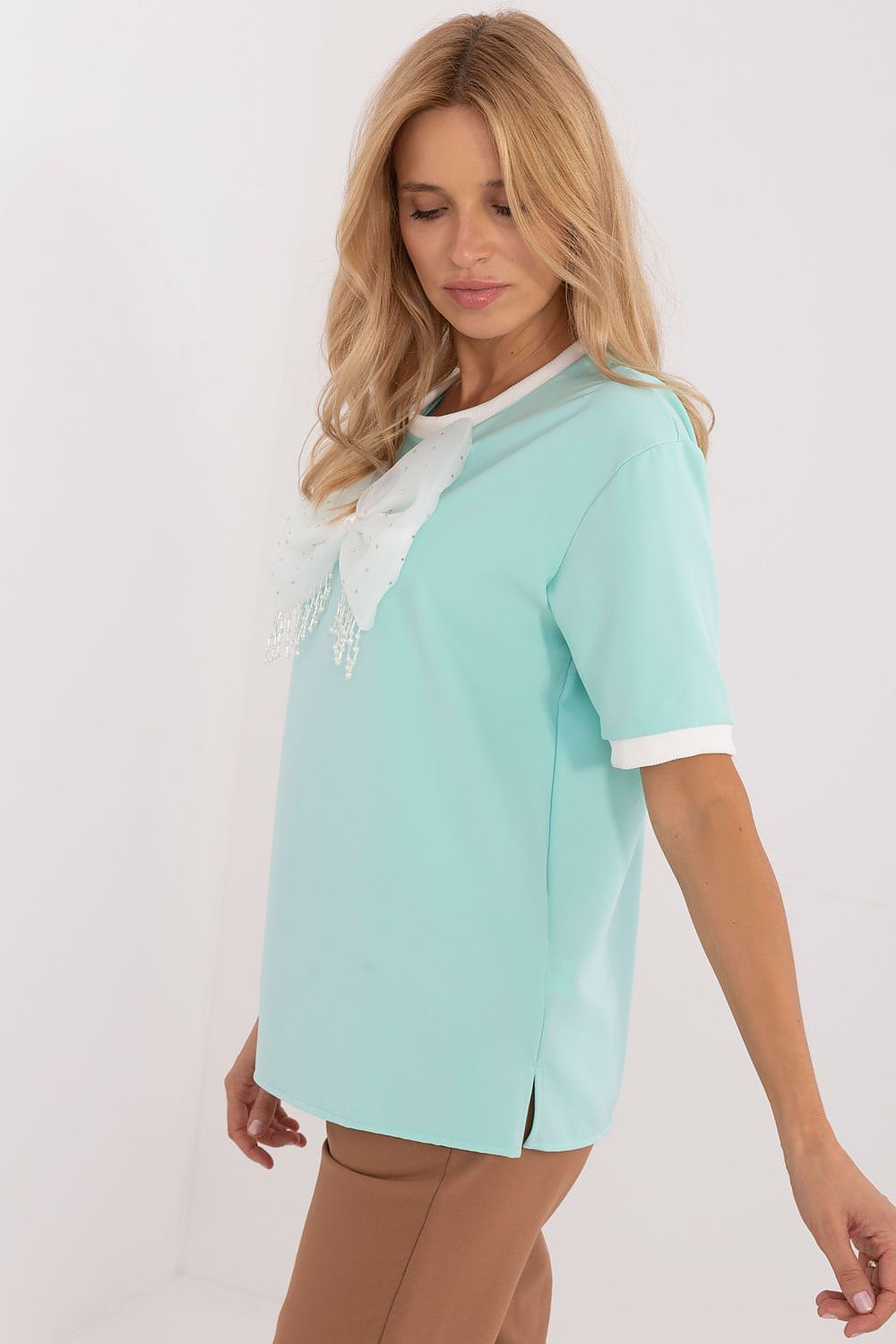 image-Blouse Lakerta Women's Cotton Blend Short Sleeve