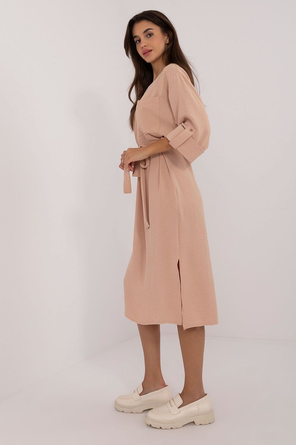 image-Daydress Lakerta Midi Cotton Blend Round Neckline