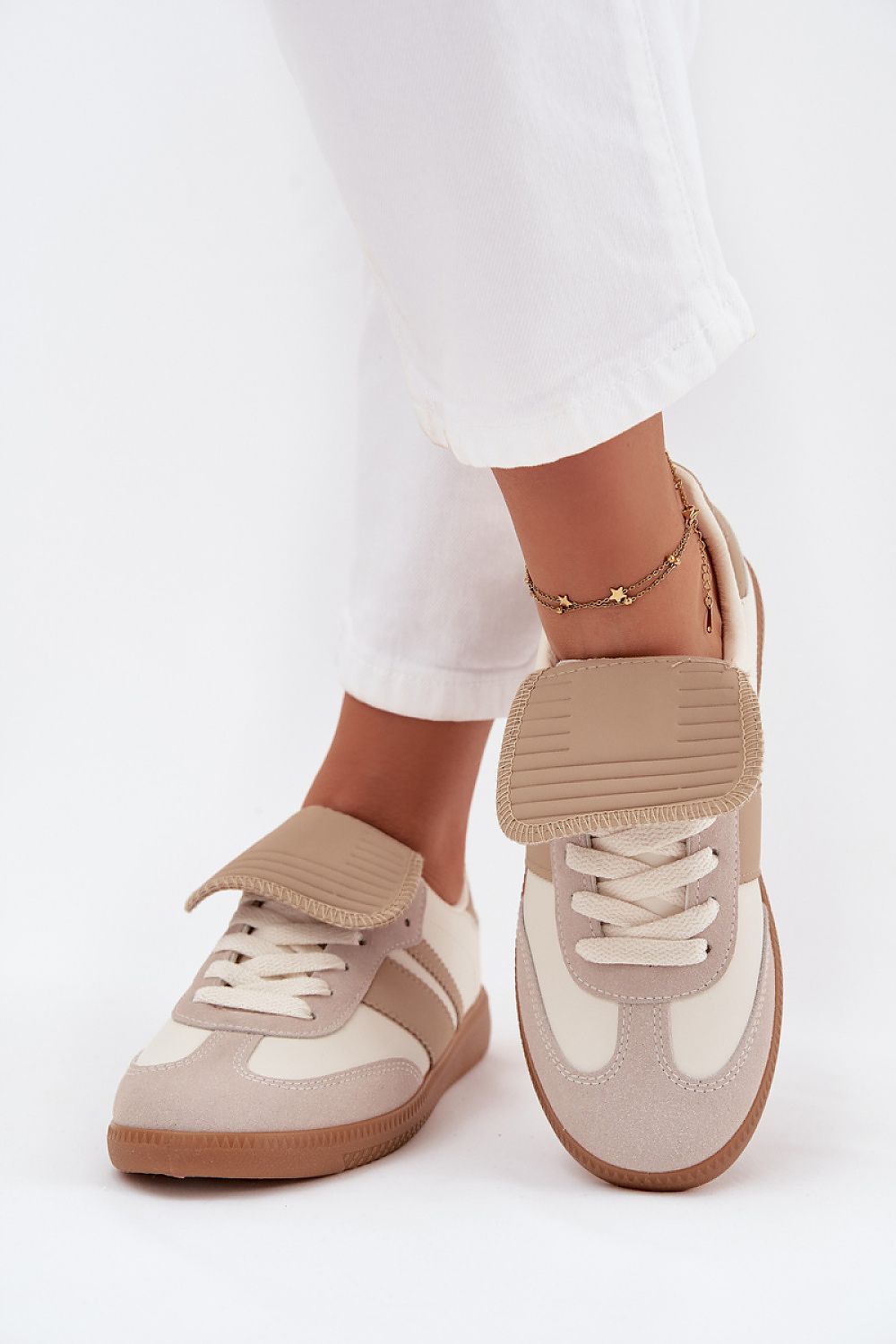 image-Women's Eco Leather Sneakers with Rolled Tongue 