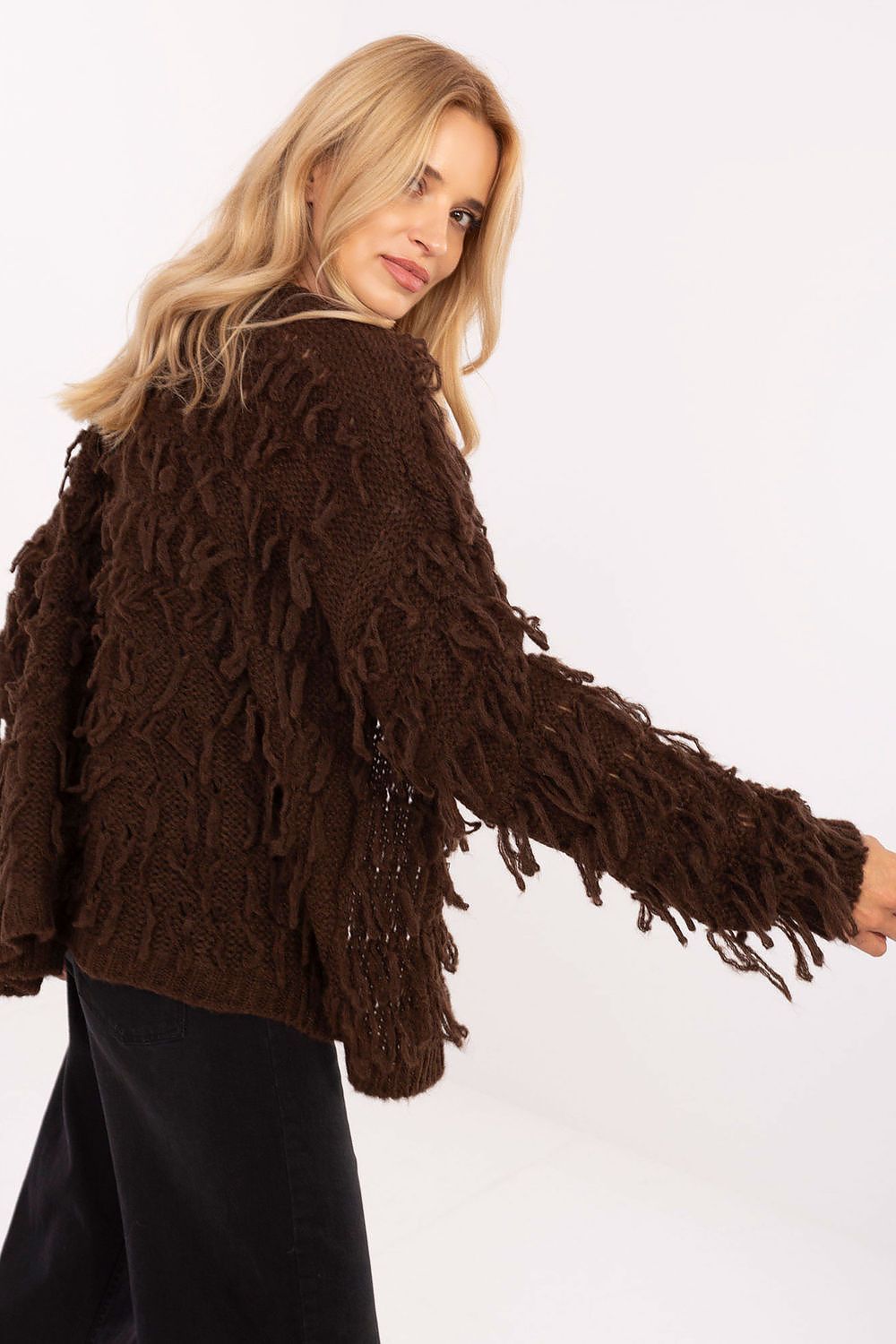 image-Cardigan Rue Paris Boho Fringed Women's Open-Front