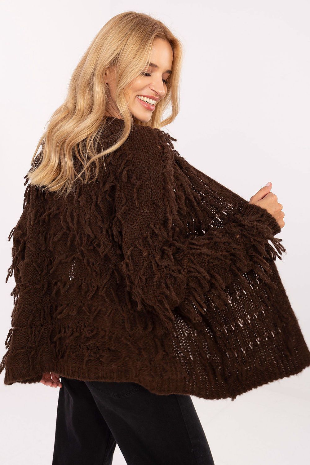 image-Cardigan Rue Paris Boho Fringed Women's Open-Front