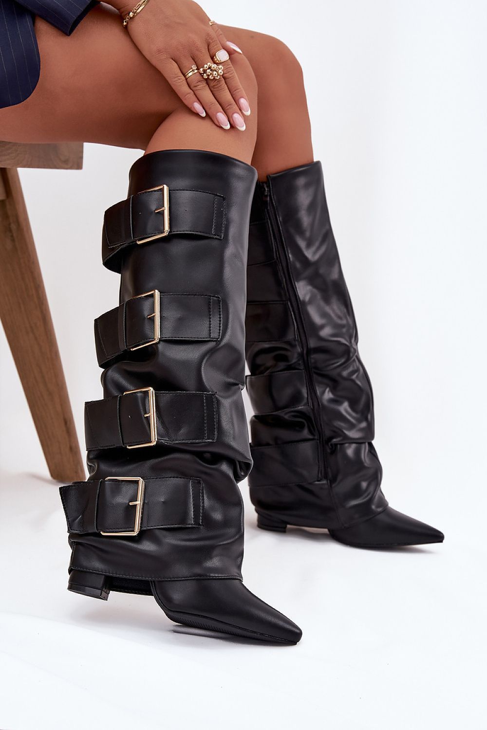 image-Heel Boots Women Artificial Leather 10cm Heel