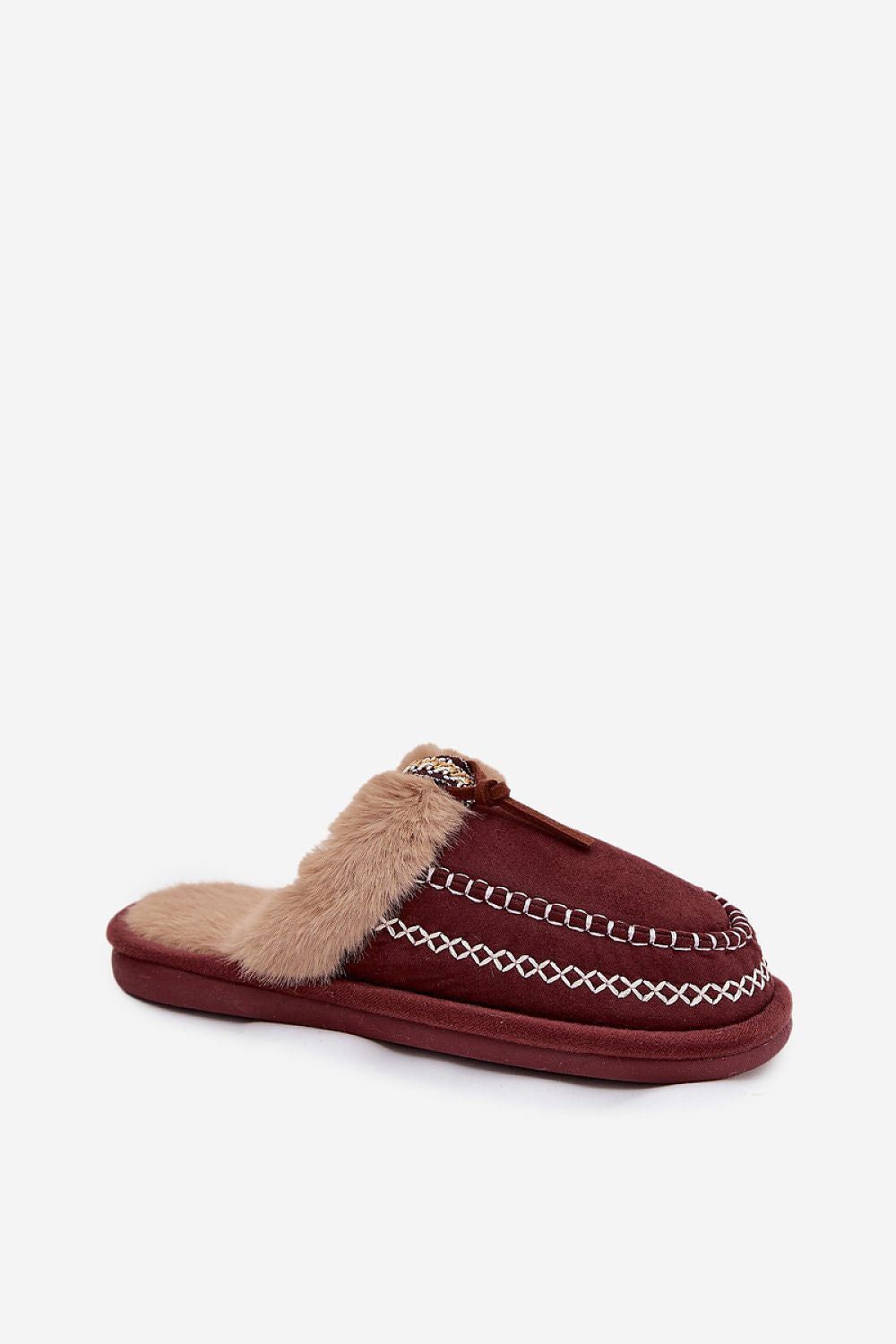 image-Women's Eco Suede Slippers with Embroidery