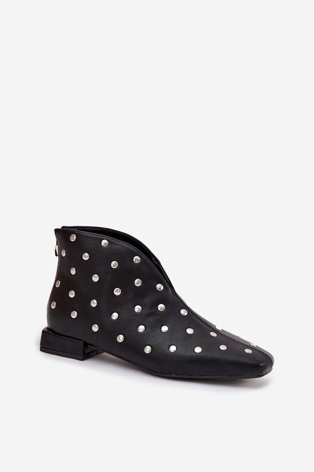 image-Women's Ankle Boots Eco Leather Studs Zipper