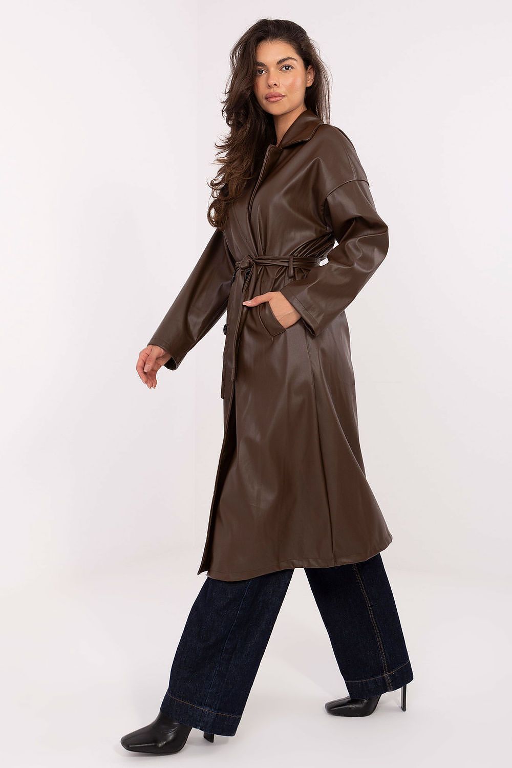 image-Women's Leather Coat Rue Paris Knee-Length