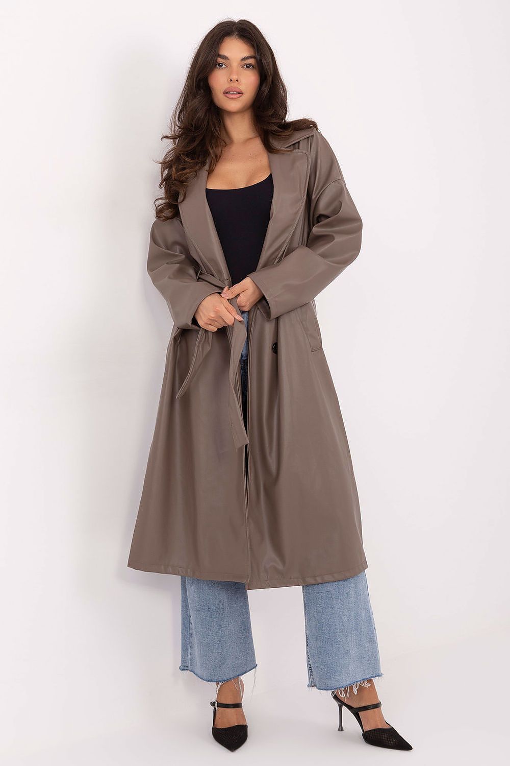 image-Women's Leather Coat Rue Paris Knee-Length
