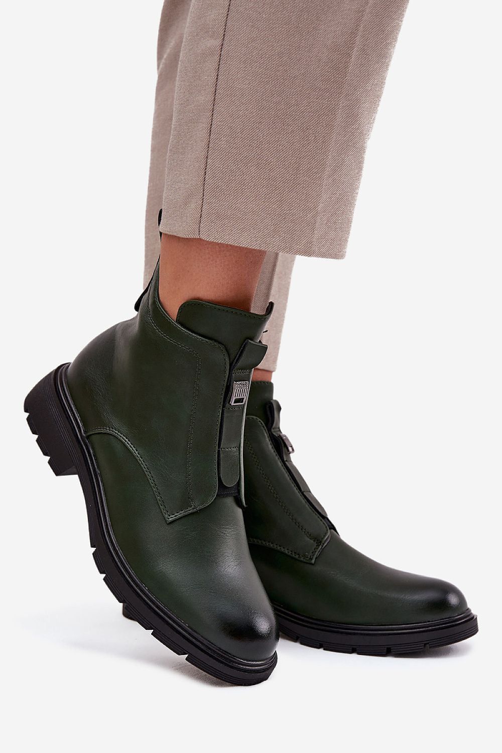 image-Jezzi Women's Ankle Boots with Eco Leather & Zipper