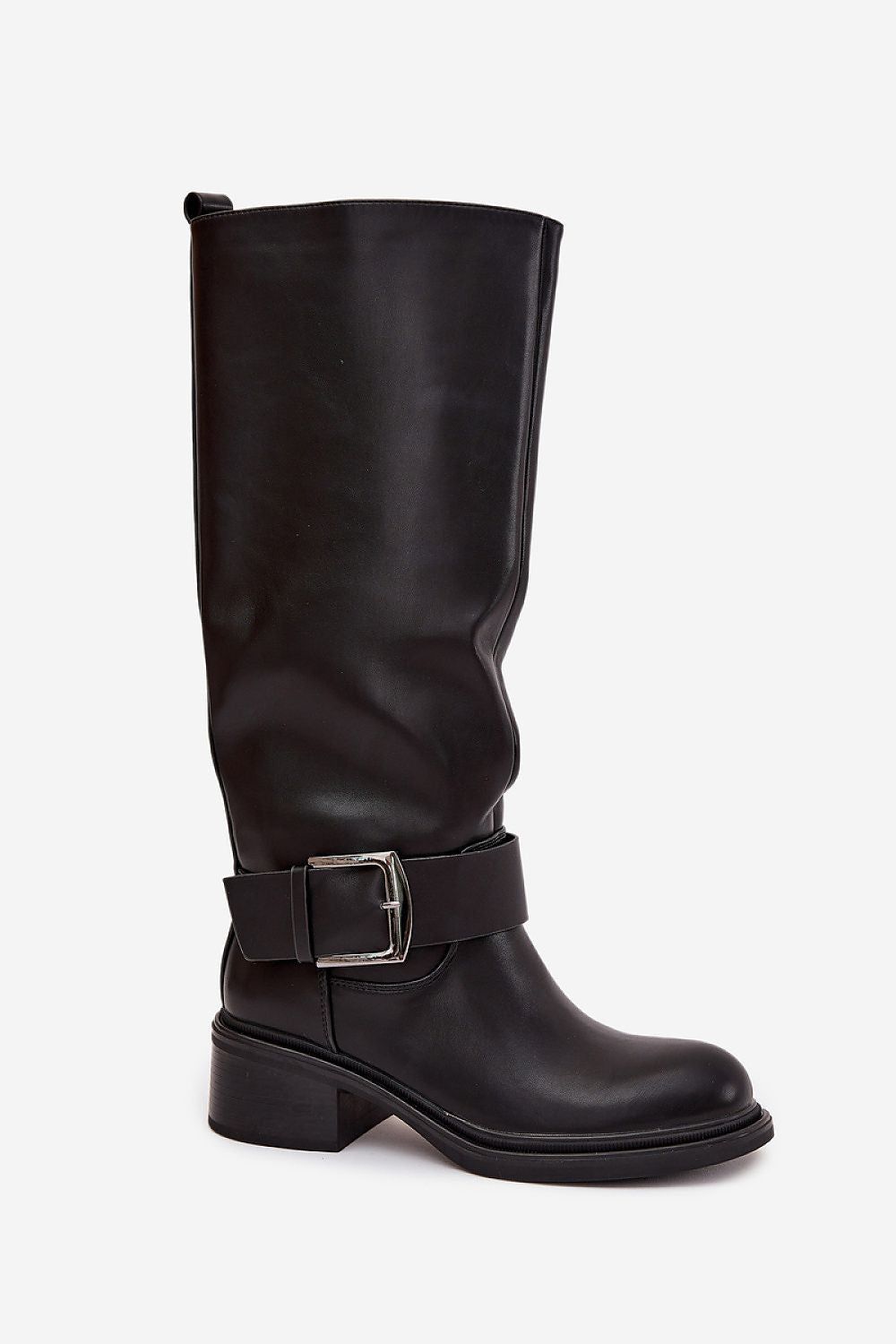 image-Women's Thigh-High Boots with Buckle Strap Eco Leather