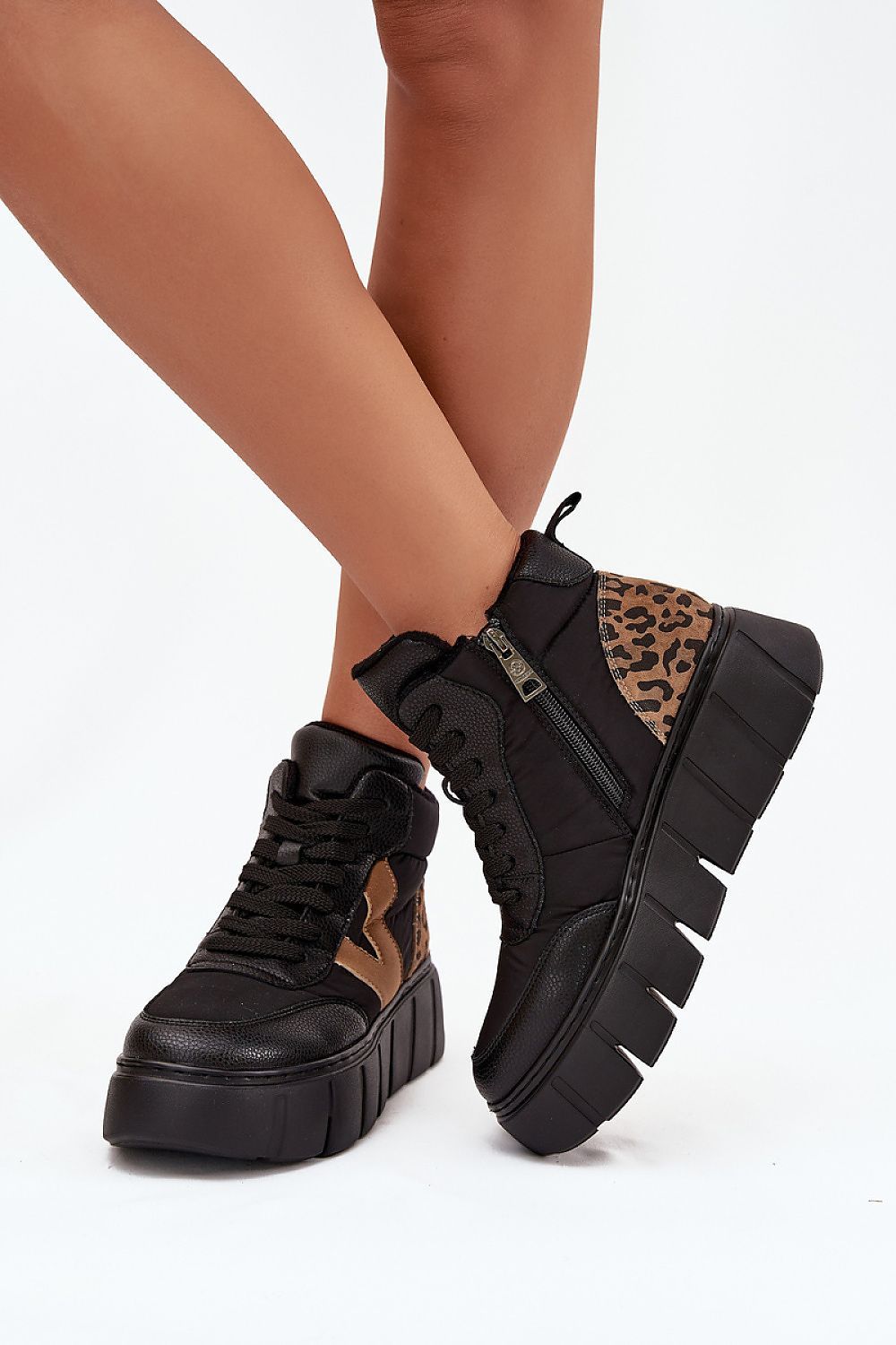 image-Vinceza Women's Leather Ankle Boots with Platform 