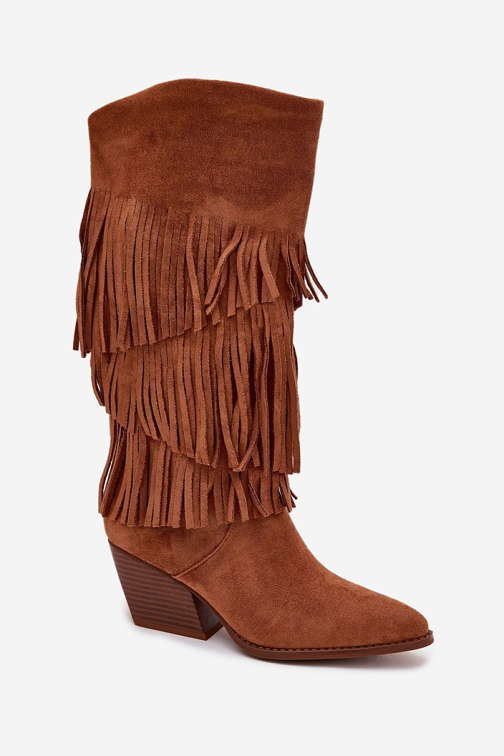 image-Cowgirl Boots with Fringes Eco-Suede Pointed Toe