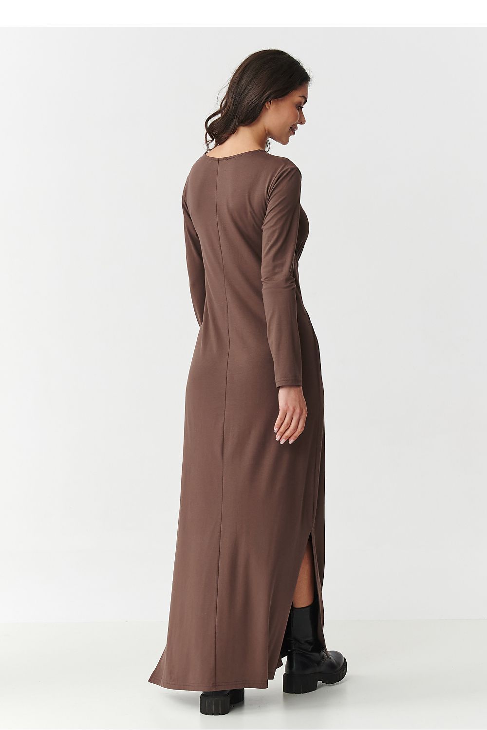 image-Makadamia Viscose Maxi Dress with Waist Tie