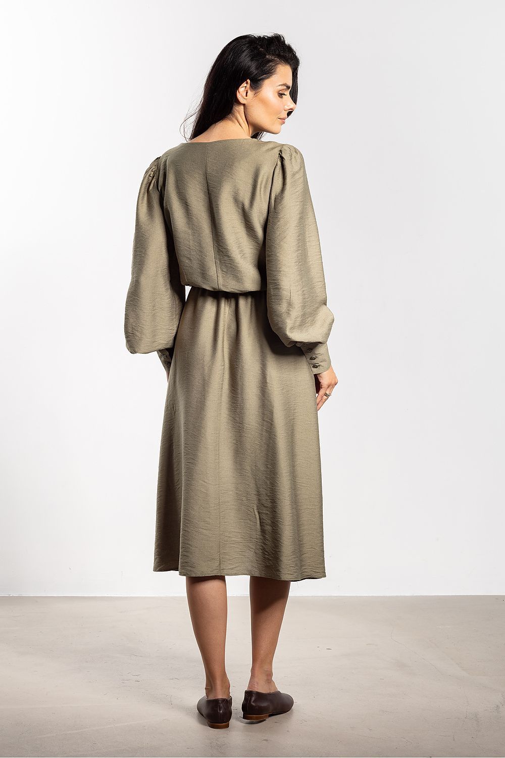 image-Awama Midi Dress with Elastic Waist