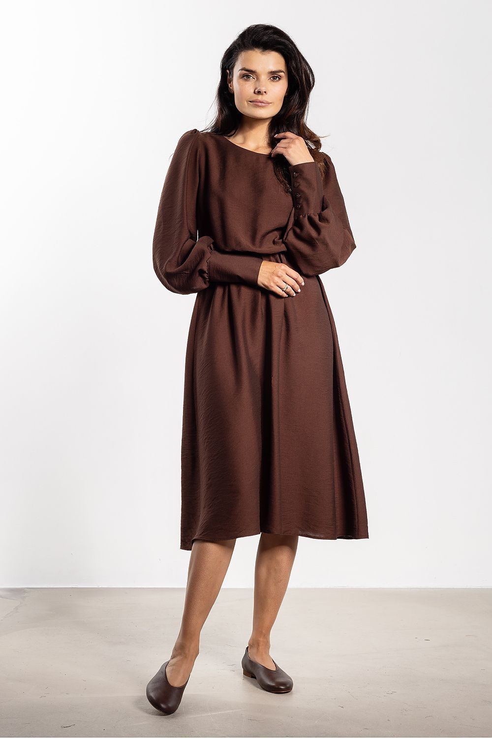 image-Awama Midi Dress with Elastic Waist