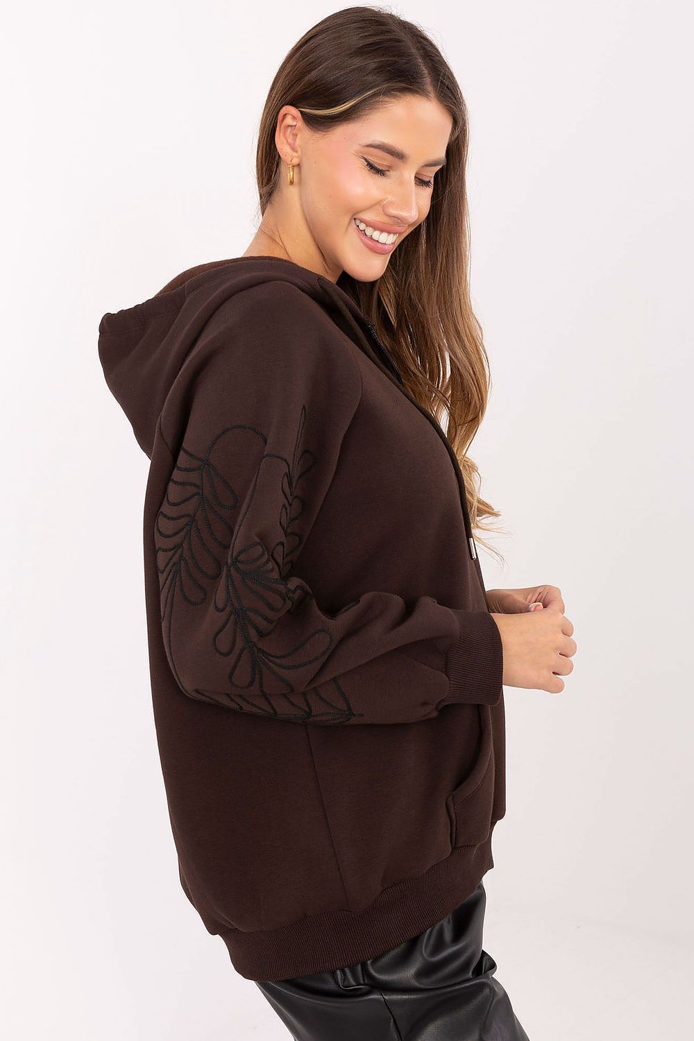 image-Women's Cotton Hoodie with Zip Closure 