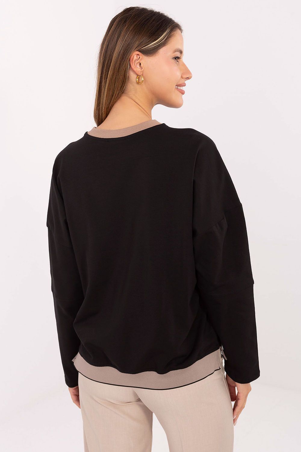 image-Women's Cotton Sweatshirt with Embroidered Design