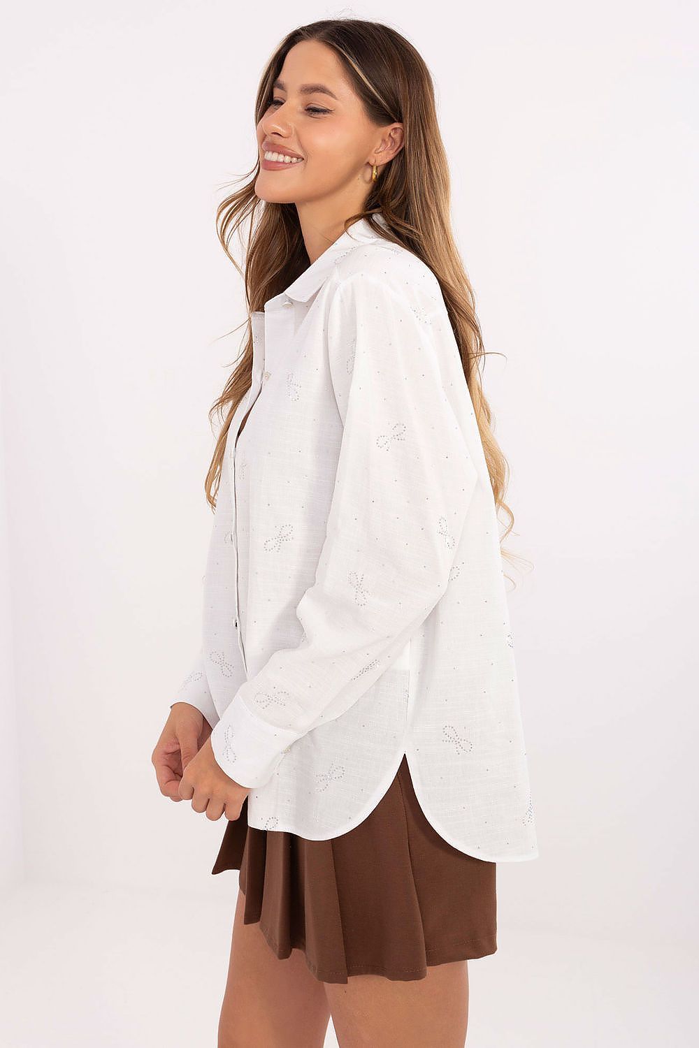 image-Lakerta Long Sleeve Shirt with Jet Stones