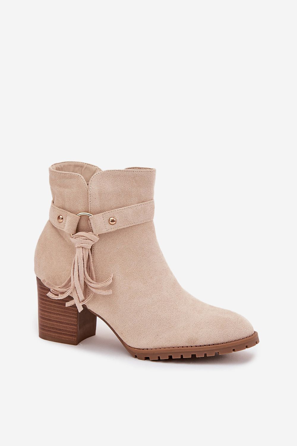 image-Women's Eco Suede Ankle Boots with Fringe Strap 
