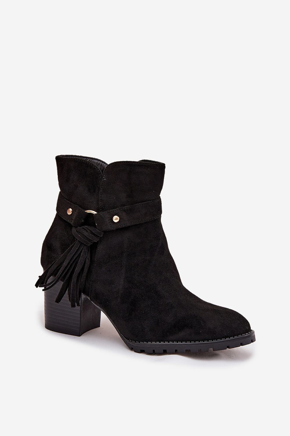 image-Women's Eco Suede Ankle Boots with Fringe Strap 
