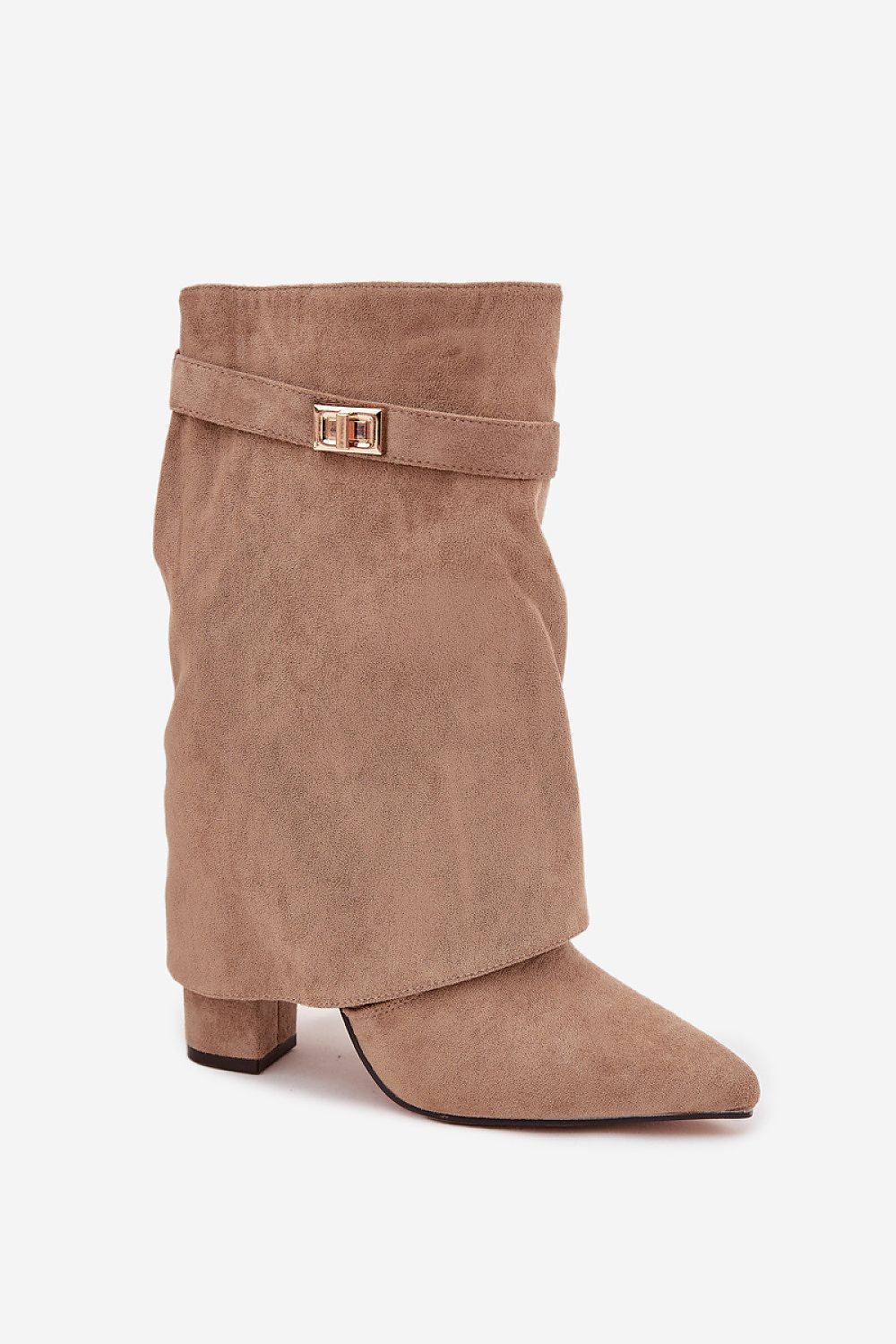 image-Eco-Suede Ankle Boots with Rolled Cuff 