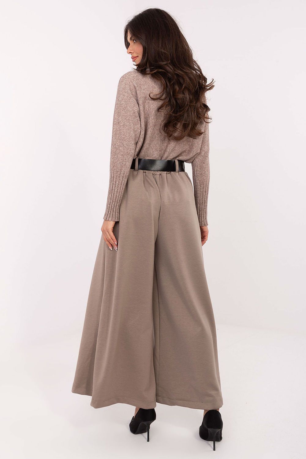 image-Women's Palazzo Pants High Waist Elastic Viscose Blend 