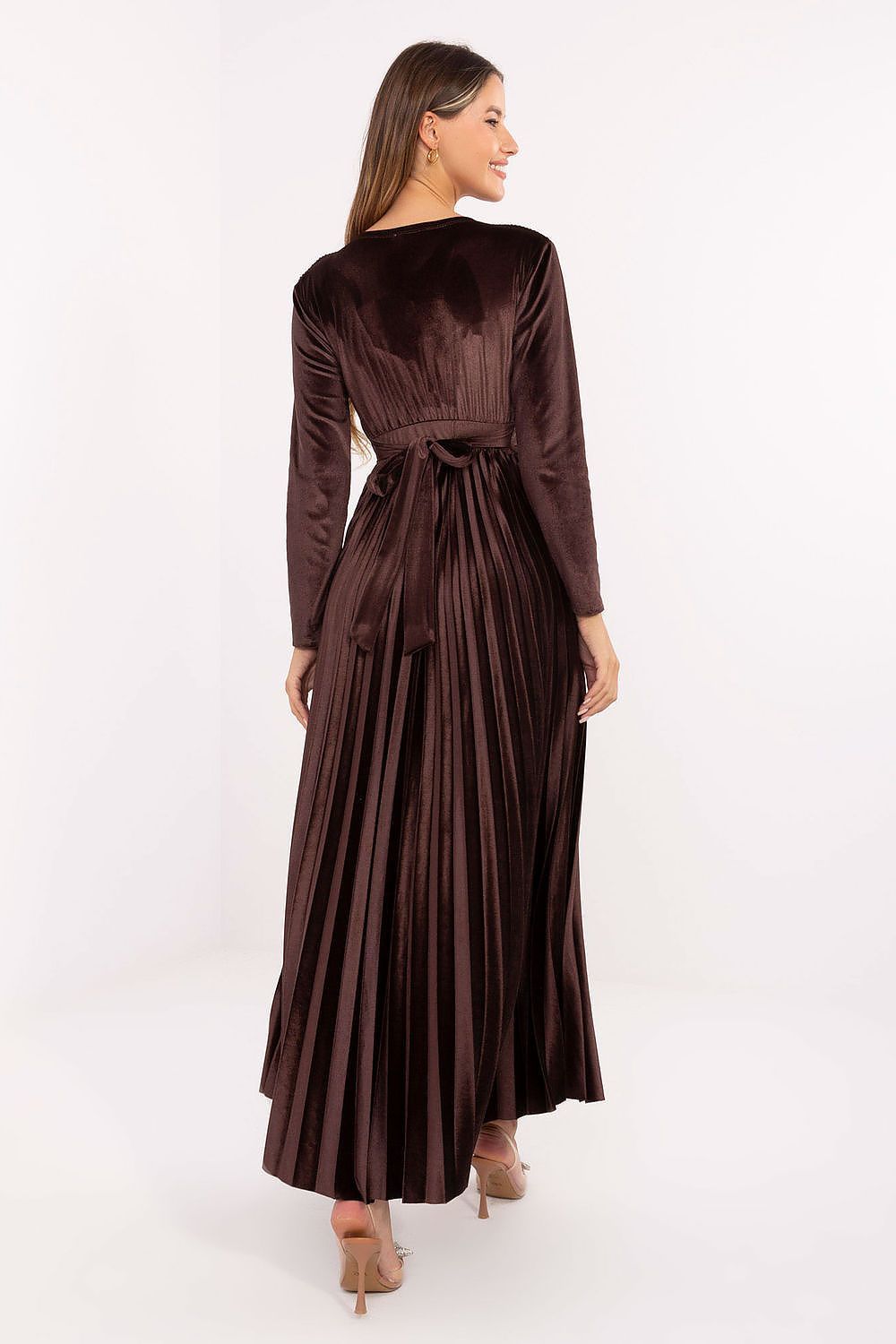 image-Long Dress Italy Moda Sequin Wrap Maxi
