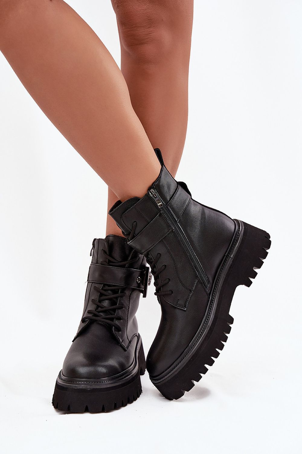 image-Women's Leather Platform Workery Boots
