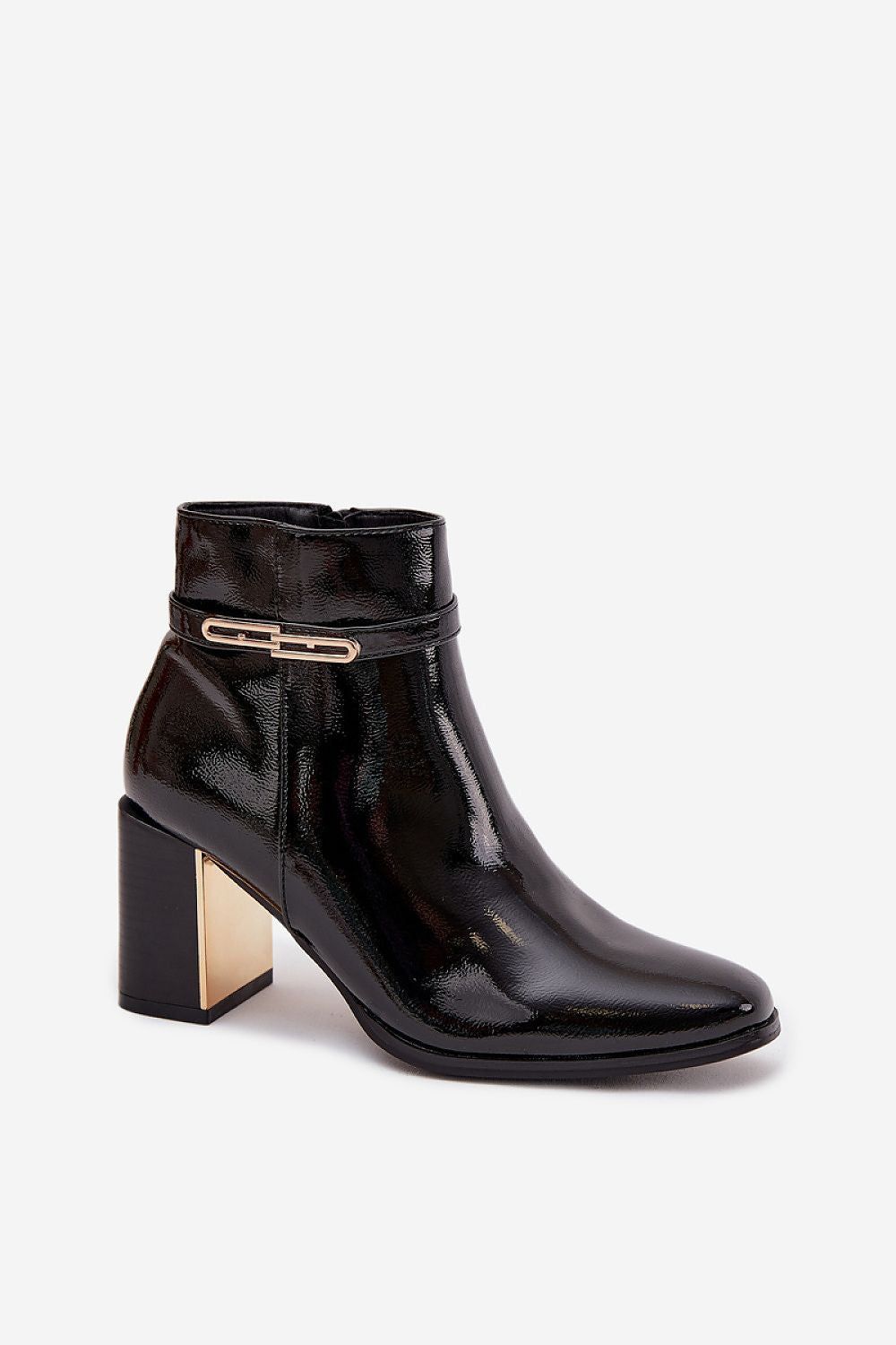 image-Women's Patent Leather Ankle Boots with Heel