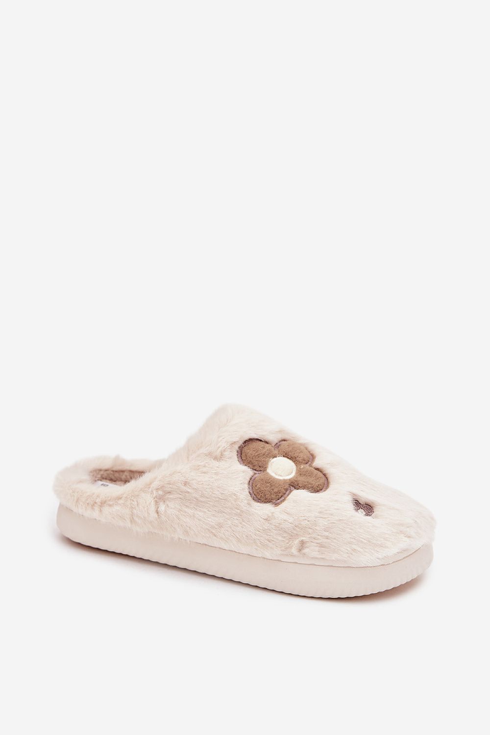 image-Women's Fur Slippers with Flowers