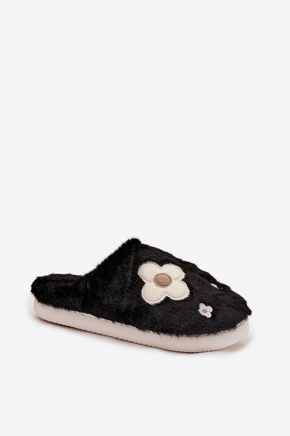 image-Women's Fur Slippers with Flowers
