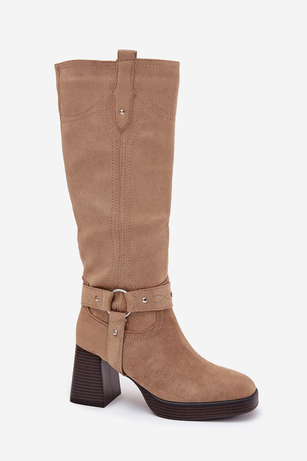 image-Women's Eco Suede Knee-High Heel Boots